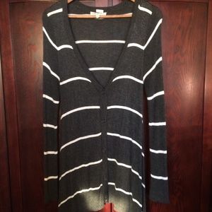 Women's size M,  sweater/cardigan, dark grey/white